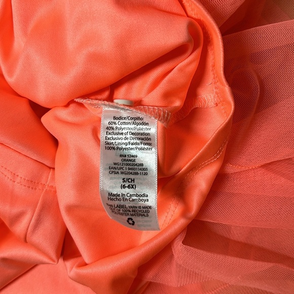 WONDER NATION Butterfly Tulle Coral Dress Girls Small 6/6X - Picture 9 of 9